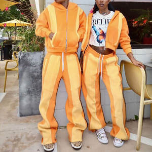 ชุดเซ็ตเสื้อฮู้ดดี้และกางเกงขายาวทรงโอเวอร์ไซส์ สไตล์วินเทจ ล้างสีแบบคัลเลอร์บล็อก ผ้าคอตตอนหนานุ่มสำหรับฤดูหนาว - Product Image 3