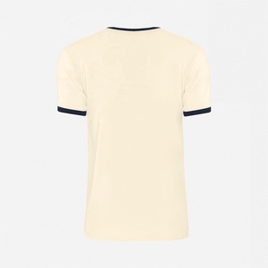 Camiseta de manga corta con estilo para hombre, camiseta con timbre de algodón Unisex Natural/azul marino de medianoche, Camiseta ajustada de algodón 100% con timbre transpirable - Product Image 2