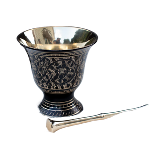 ครกและสากทองเหลืองคุณภาพเยี่ยม สำหรับบดเครื่องเทศ สมุนไพร บดยา บดเปสโต้  พร้อมลวดลายสลัก  อุปกรณ์ครัวอัจฉริยะ - Product Image 1