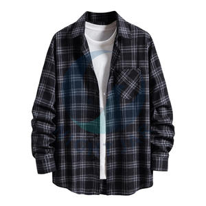 Camisa de franela informal ligera de material de algodón para hombre con estampado de logotipo personalizado - Product Image 6