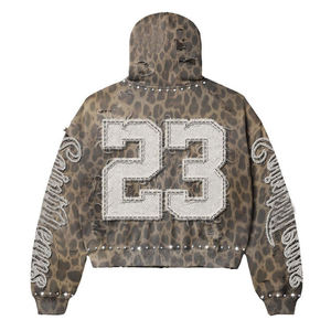 Wholesale Custom Streetwear Tracksuit Rhinestone <b>Embroidery</b> Jogger Sweatsuit Flared Sweatpants and Hoodie <b>Sets</b> for Men - Product Image 4