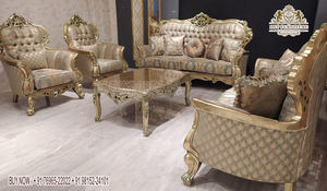 Juego de Sofás Clásico de Madera Maciza para 8 Personas para Sala de Estar, Juego de Sofás de Madera de Teca Tallada a Mano de Estilo Europeo, Majestuoso Juego de Sala de Estar - Product Image 4