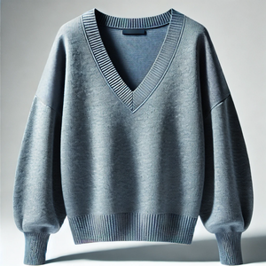 Suéter de Punto con Cuello en V de Encaje de Viscosa/Algodón Transpirable al por Mayor para Mujer, Informal, de Invierno, Tejido por Ordenador - Product Image 5