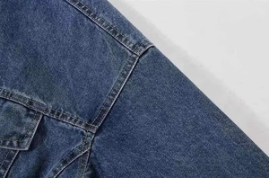 Vestes en jean pour hommes personnalisées de haute qualité 2025, décontractées, couleur unie, poche personnalisée, style d'hiver, col long sans col, devant - Product Image 5