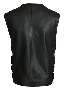 Gilet en cuir véritable pour homme sur mesure, veste sans manches décontractée d'hiver, respirante, noire, veste de moto, OEM en gros, Pakistan - Product Image 2