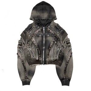 Fabricants de vêtements, sweat-shirts à capuche personnalisés avec applique papillon lavée, sweat-shirts à capuche grande taille pour hommes, sweat-shirts pour hommes - Product Image 5