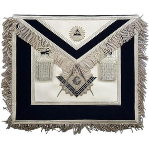 Masonic Regalia PAST MASTER Delantal Mano Lingotes BORDADO Con Collar cadena Blanco, Azul, lingotes - Product Image 2