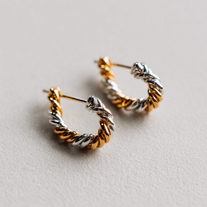 Personalizado de dos tonos de oro de plata trenzado pendientes de acero inoxidable a prueba de agua al por mayor - Product Image 4