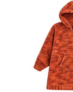 Vestido de Suéter de Punto con Capucha Color Naranja Óxido para Mujer, Suéter Holgado de Crochet Grueso, Top Informal de Invierno para Mujer - Product Image 2