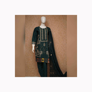 Salwar Kameez en soie Georgette brodée blanche élégante, réversible, avec dupatta rose, vêtements traditionnels indiens pakistanais pour femmes, pour mariage - Product Image 5