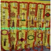 KEMBALI Drop Tali Panjang Marigold Karangan Bunga Buatan Menggantung, Dekoratif Bunga Pernikahan India