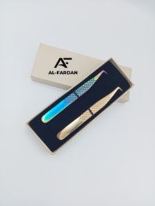 Pince à cils en acier inoxydable avec poignée en diamant plaqué or à 90 degrés pour extension de cils en gros Volume russe - Product Image 2