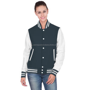 Veste universitaire matelassée et respirante en coton personnalisée pour femmes avec broderie et finition teinte Streetwear élégant et confortable - Product Image 1