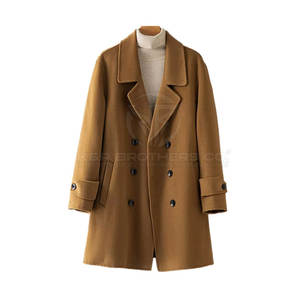 Manteau long en laine pour hommes à double boutonnage avec ajustement structuré pour l'automne et l'hiver Manteau long en laine pour hommes - Product Image 1