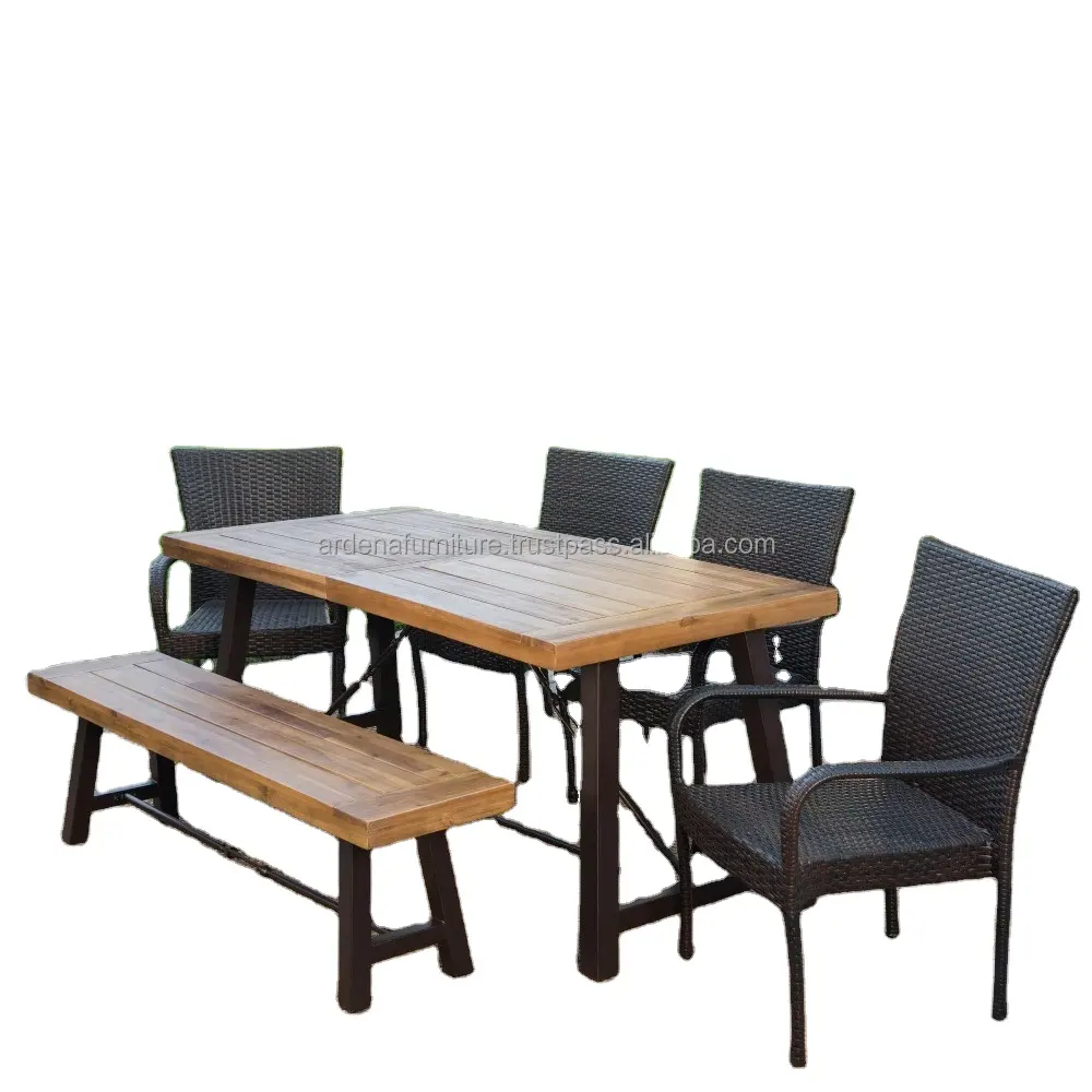 Set kursi restoran meja makan, Ardena terkenal teras pedesaan rotan santai untuk restoran luar ruangan furnitur Modern