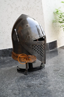 Casque de Bascinet médiéval armure de chevalier en acier de calibre 18 avec visière réglable style moderne poli pour Buhurt pour historique