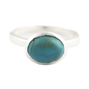Natural <b>Turquoise</b> Oval Gemstone 925 Sterling Silver Bezel December Birthstone <b>Ring</b> For Unisex - Product Image 1