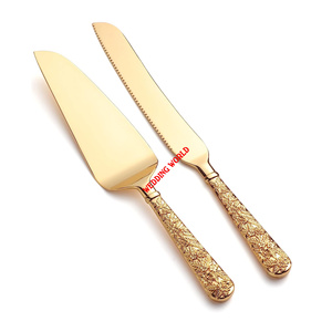 <b>Gold</b> Finished Metal Cake Server Premium Quality Handmade Cake Knife Classic Stylish Designer Metal <b>Cutlery</b> - Product Image 1
