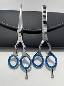 Professional <b>Barber</b> Hair Salon Scissors Stainless Steel Sharp <b>Blade</b> Thinning Scissors Kit Right-Handed Short Handle 5.5 Inch - Product Image 6