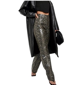 Pantalon en cuir évasé taille haute personnalisé pour hommes respirant peau de serpent Streetwear pour l'hiver motif solide Style décontracté - Product Image 6