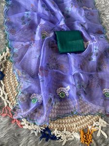 เครื่องแต่งกายยอดนิยมของนักออกแบบชุดแฟนซีขายดีผ้าโปร่งบางนุ่มพิมพ์ลายดิจิทัลพร้อม Gota Work Saree ผู้หญิงแฟชั่นส่งออก - Product Image 3