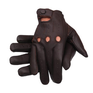 Guantes deportivos de seguridad para conductores con cuero genuino Color personalizado Dedo completo Cierre de botón transpirable - Product Image 1