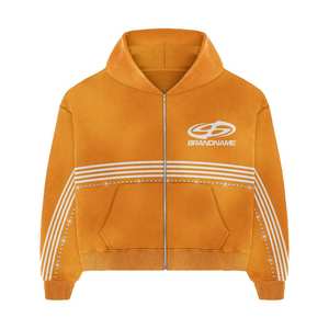 Survêtements d'entraînement personnalisés de qualité supérieure couleur Orange sérigraphiée ensembles d'automne grande taille pour femmes 100% coton polaire - Product Image 1