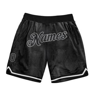 Industrie Direct Engro Sportswear Cómodo Cintura alta Personalizado Piel de serpiente negra Diseño gris Pantalones cortos de baloncesto auténticos - Product Image 1