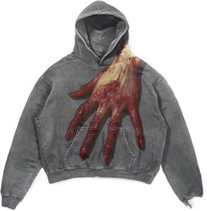 เสื้อฮู้ดดี้และเสื้อสเวตเชิ้ตผู้ชายสไตล์วินเทจ ล้างสีแบบแอซิดวอช เนื้อผ้านุ่มพิเศษ ทรงโอเวอร์ไซส์ ผ้าฟลีซสำหรับฤดูหนาว ไซส์ XL พร้อมลายพิมพ์ 3 มิติ และคอเสื้อแบบมีซับใน - Product Image 3