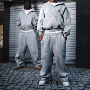 Ensemble de survêtement personnalisé 420 Gsm, sweat-shirt et pantalon de survêtement, ensemble de jogging ample, survêtement gris surdimensionné pour homme, streetwear, fabricant de survêtement - Product Image 1