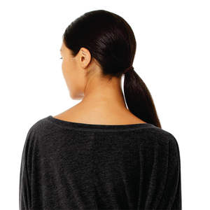 Camiseta de manga larga con hombros descubiertos para mujer, camisa holgada y drapeada con puños Rib 65% poliéster 35% de algodón, 32 o 3,7 oz, gris oscuro - Product Image 6