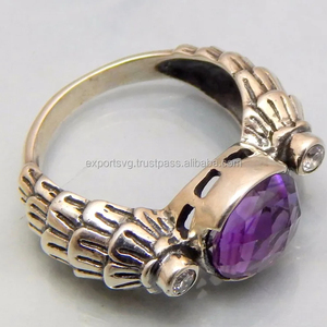 Anillo de plata con piedras preciosas de cuarzo Amethsyt, anillo de Plata de Ley 925 925, anillos de boda para mujer - Product Image 1