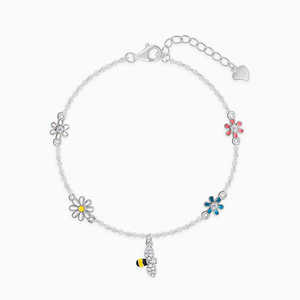 Pulsera fina de plata de abeja en flor - Product Image 4
