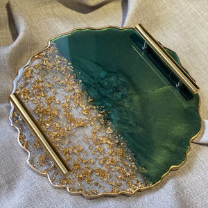 Bandeja de Servicio de Resina de Alta Calidad al por Mayor, Modelo Personalizable, Bandeja Decorativa Hecha a Mano para Tiendas Minoristas y Decoración del Hogar/Bodas - Product Image 1