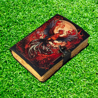 Diario de cuero indio Diario Cuaderno gótico El Fénix Grimoire Imprimir Vintage Diario hecho a mano Libro de sombras Brujería