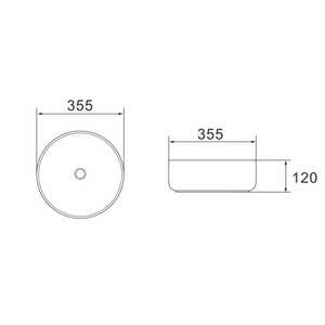 Lavabo rond en céramique pour comptoir, 35,5 cm - Product Image 2