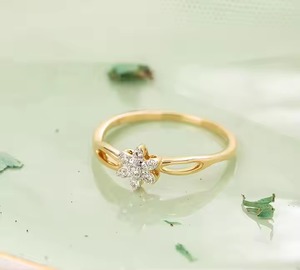 Dainty Romantic 18k round Cut Lab Grown Diamond Engagement Ring Flower Style Fine Jewelry for Weddings and Parties - Product Image 4