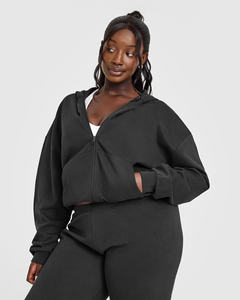 Sweat à capuche zippé oversize pour femme, anti-rides et respirant, à capuche vierge pour femme, gym, sweat à capuche zippé - Product Image 2