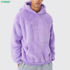 Custom <b>Cute</b> <b>Bear</b> Ears Men's Sherpa Fleece 100% Cotton Heavyweight Thick Fur Eco-Friendly Winter Pullover Hoodie - Product Image 2