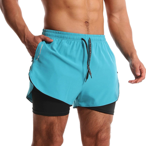 Pantalones Cortos Deportivos Elásticos de Alta Calidad con Logotipo Frontal para Hombre, Pantalones Cortos de Running 2 en 1 con Bolsillos, Pantalones Cortos de Boxeador de Secado Rápido - Product Image 1