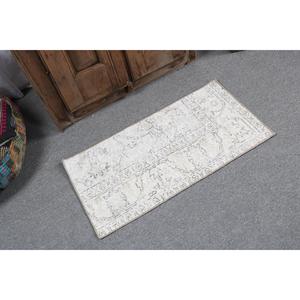 พรมวินเทจตุรกี ขนาด 1.5x3 ฟุต ลายต้นไม้และพืชสีขาว - Product Image 2