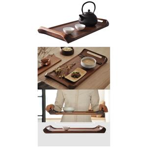 Plateau de service rectangulaire en bois écologique avec poignées intégrées, plateau de service de cuisine en noyer noir, plateau de service en bois - Product Image 1