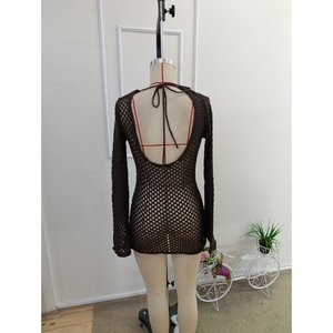 Robe de plage en tricot sans dos pour femme, 37295 - Noir - Product Image 3
