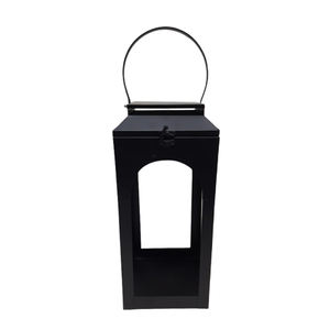 Ensemble de 4 lanternes en fer de taille moyenne avec poignée et toit pliant lanterne en soie de couleur noire pour la décoration de la maison et du mariage - Product Image 3