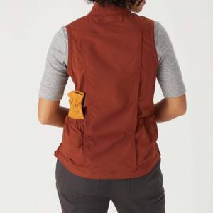 <b>Women's</b> Summer Short Sleeve <b>Waistcoat</b> Jacket Wholesale Cotton Outwear with Turn-Down Collar and Big Pocket Sheep Skin Leather - Product Image 3
