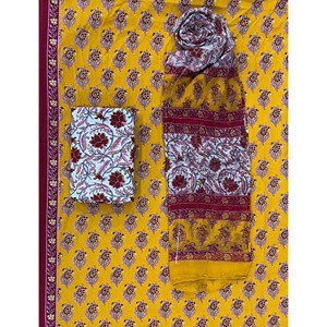 Dupatta de Chifón sin Coser con Estampado de Bloques, para Uso Diario con Salwar Kameez, Traje Indio-Pakistaní de 3 Piezas, Material para Vestido - Product Image 1