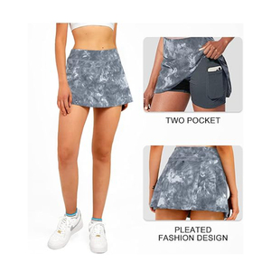 Jupes de tennis imprimées pour femmes avec poches intérieures courtes, logo de club personnalisé, polyester et élasthanne de haute qualité - Product Image 3