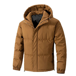Manteau matelassé en nylon personnalisé avec fermeture à glissière XL chauffante en polaire avec capuche brillante amovible - Product Image 5