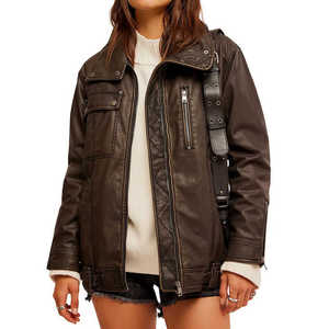 2025, venta al por mayor, ropa de cuero para mujer, chaqueta de cuero PU a la moda para mujer, ropa de invierno, nuevo estilo, chaqueta de cuero para mujer - Product Image 1