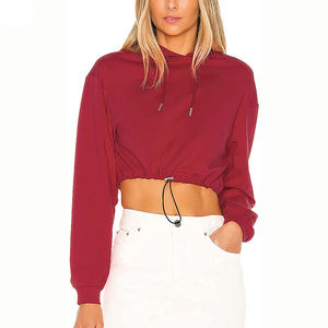 Crop top à capuche streetwear décontracté, pull court oversize, mode hiver, polaire doux, capuche ajustable - Product Image 1